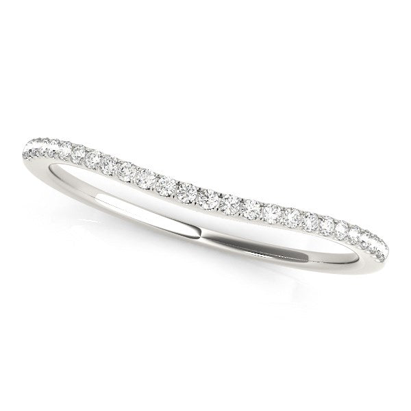 14K White Gold Pave Style Setting Curved Diamond Wedding Band 1 10 Cttw 29605-1