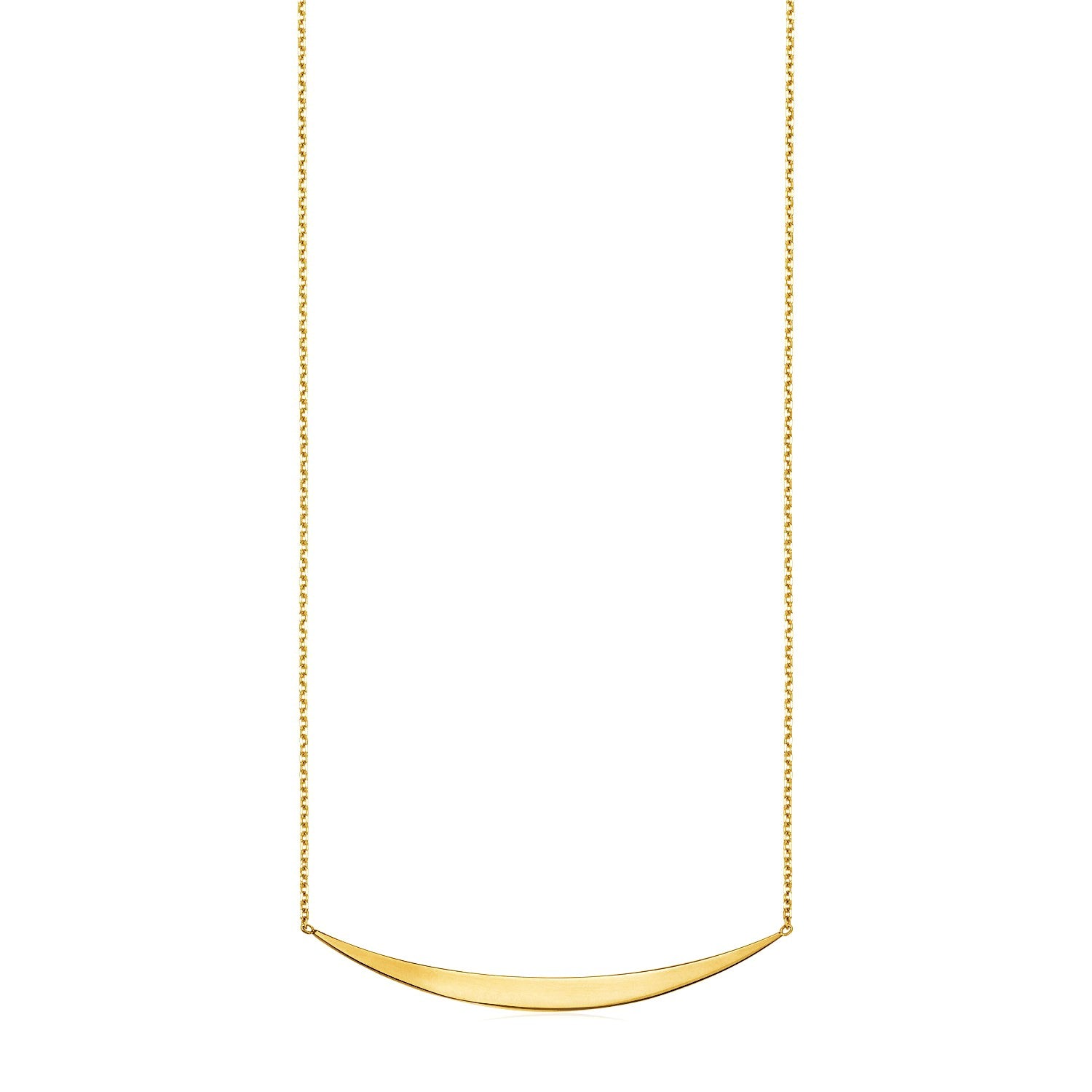 14K Yellow Gold Necklace With Polished Curved Bar Pendant 67104-1