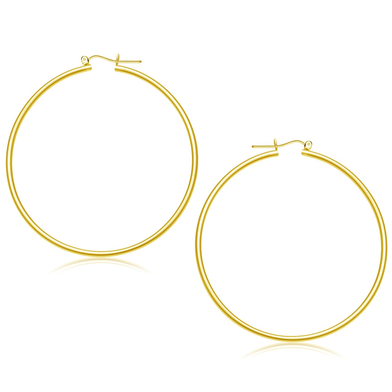 14K Yellow Gold Polished Hoop Earrings 55 Mm 32596-1