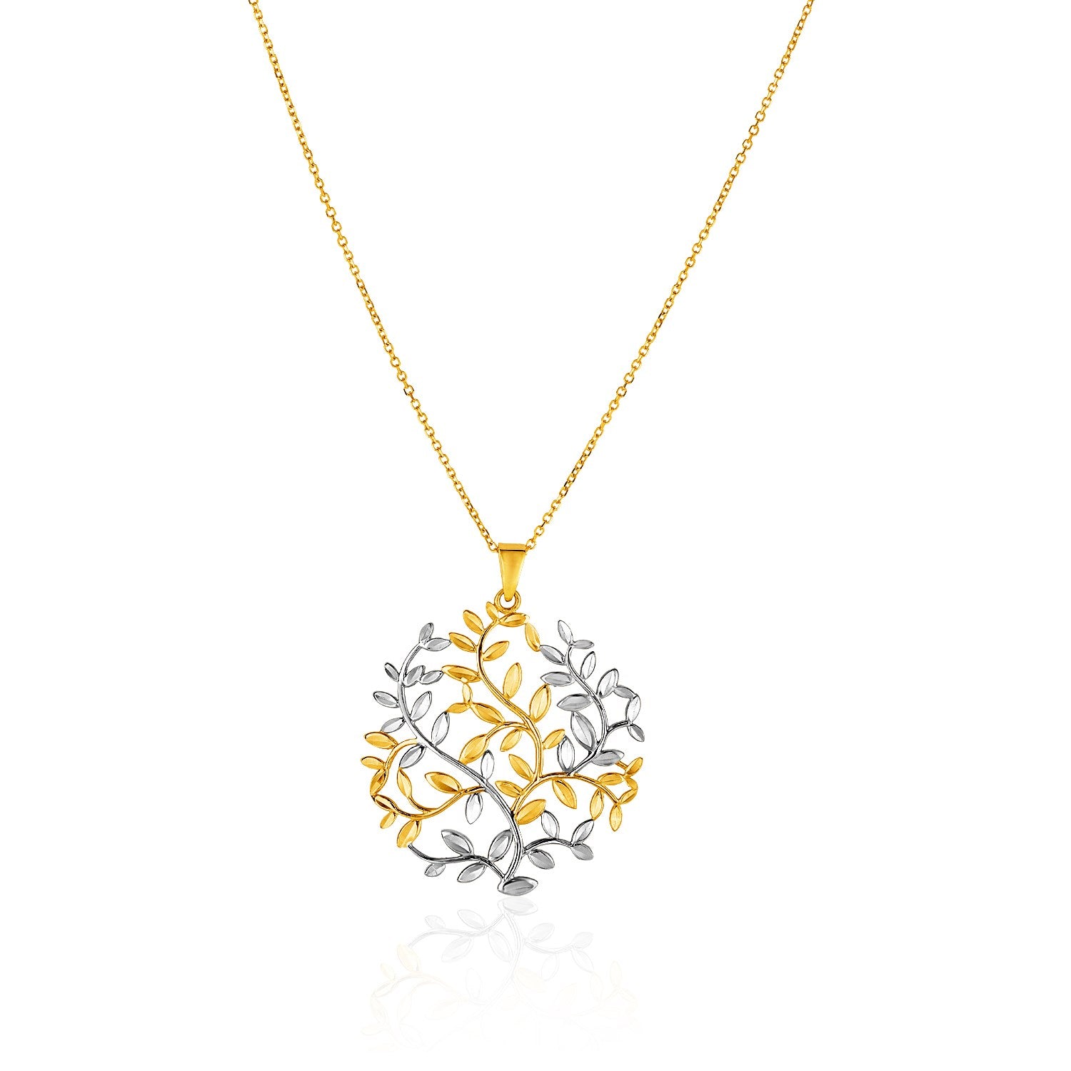 14K Two Tone Yellow And White Gold Tree Of Life Pendant 59699-1