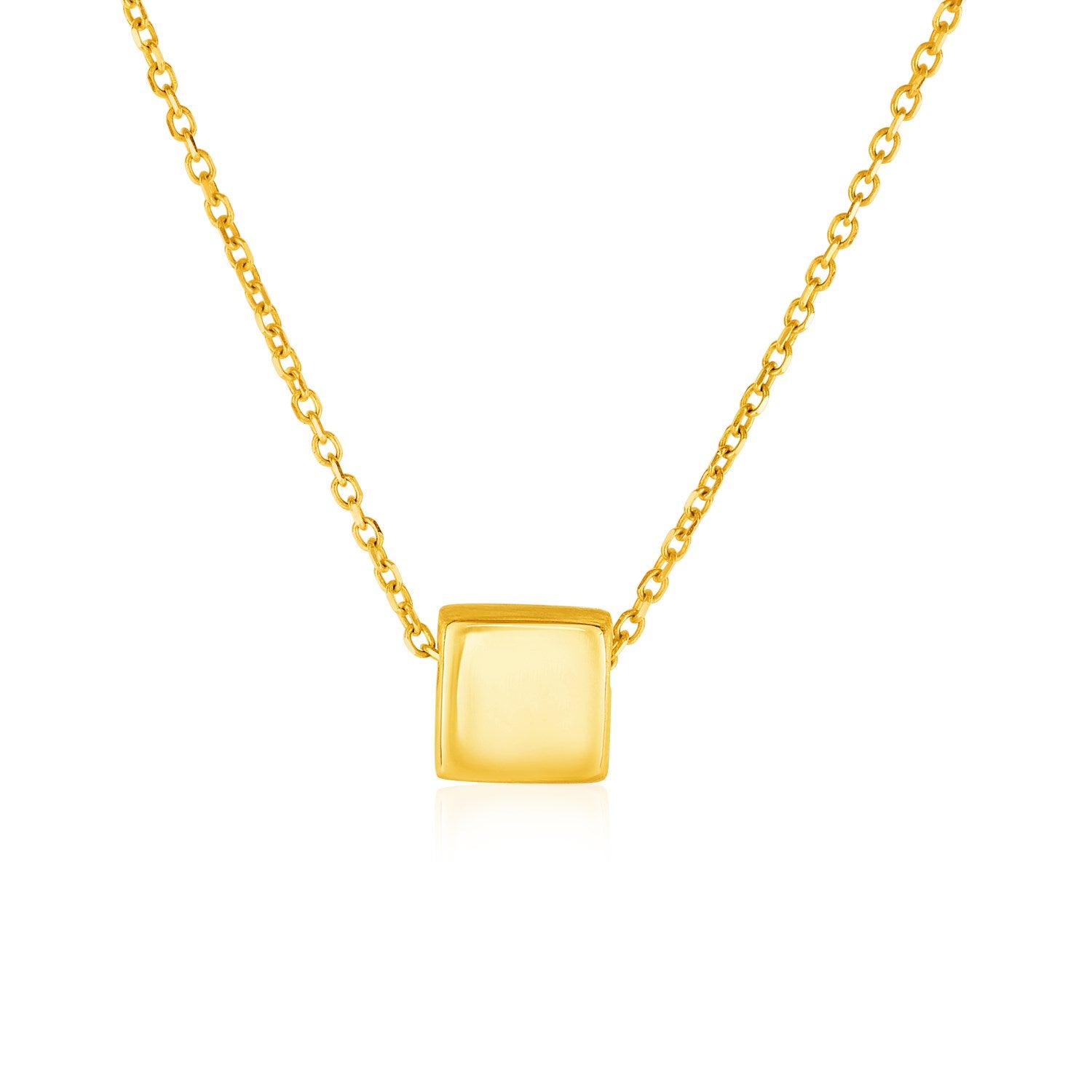 14K Yellow Gold With Shiny Square Pendant 60957-1