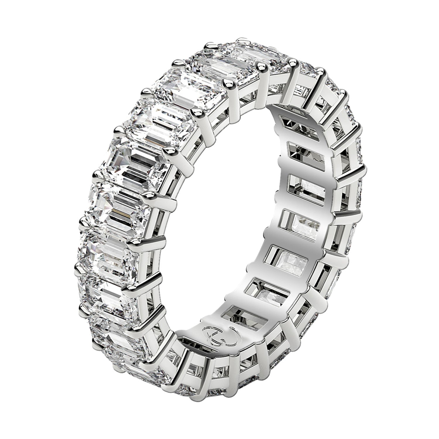 Emerald Cut Lab Grown Diamond Eternity Ring In 14K White Gold 3 Cttw Fg Vs2 9478-4