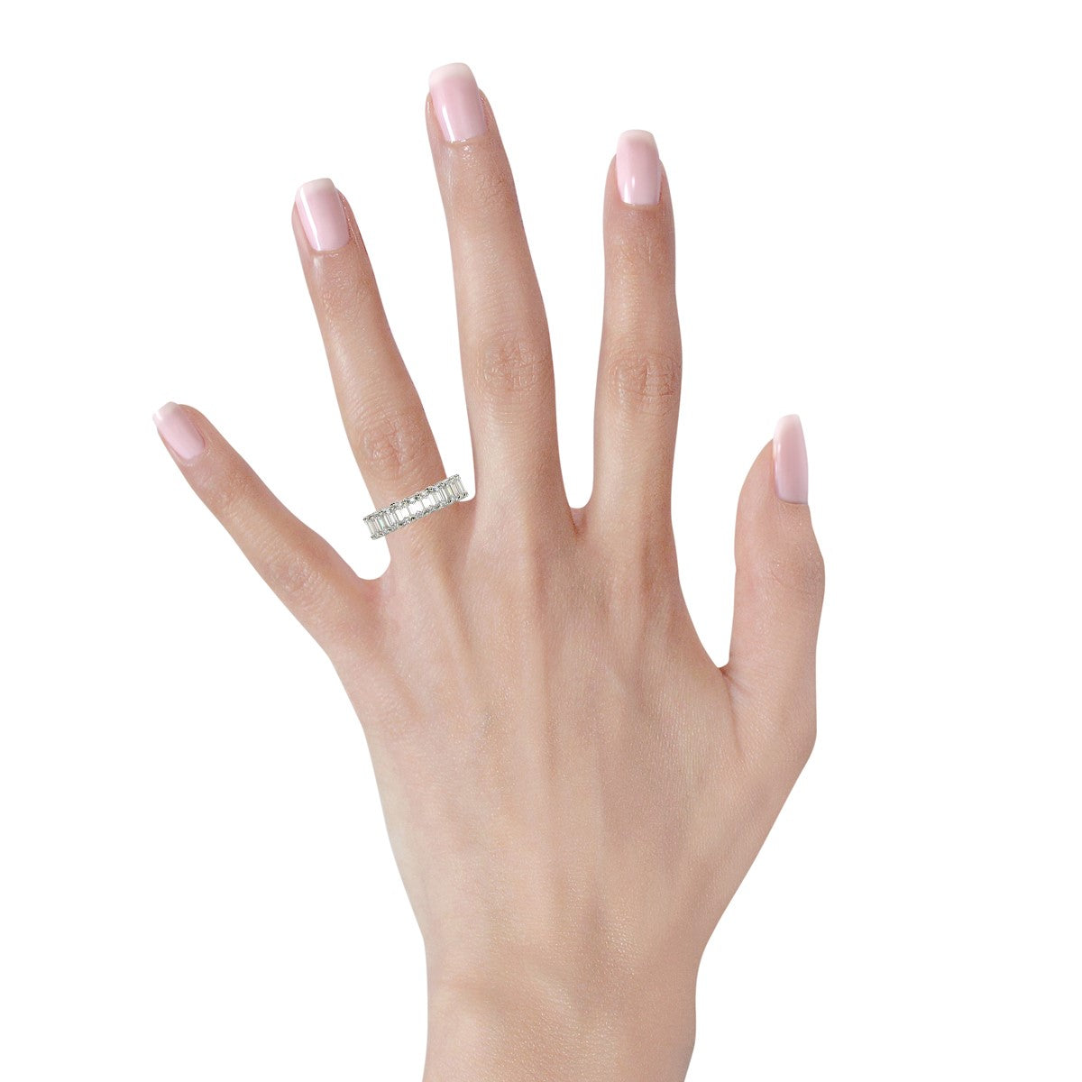 Emerald Cut Lab Grown Diamond Eternity Ring In 14K White Gold 3 Cttw Fg Vs2 9478-5