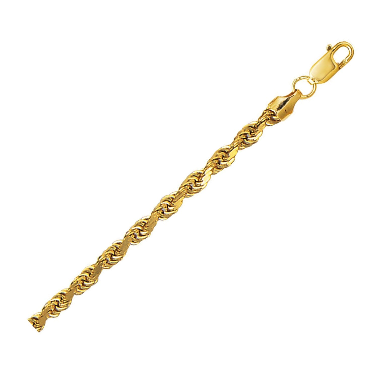 10K Yellow Gold Lite Hollow Diamond Cut Rope Chain 4 00 Mm 52969-1