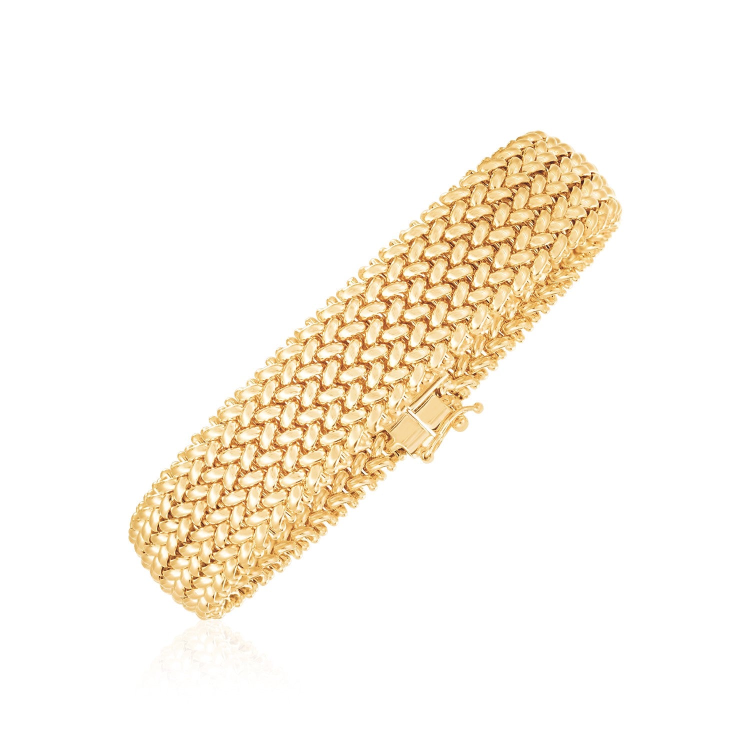 14K Yellow Gold High Polish Thick Braided Bracelet 14 5Mm 40318-1