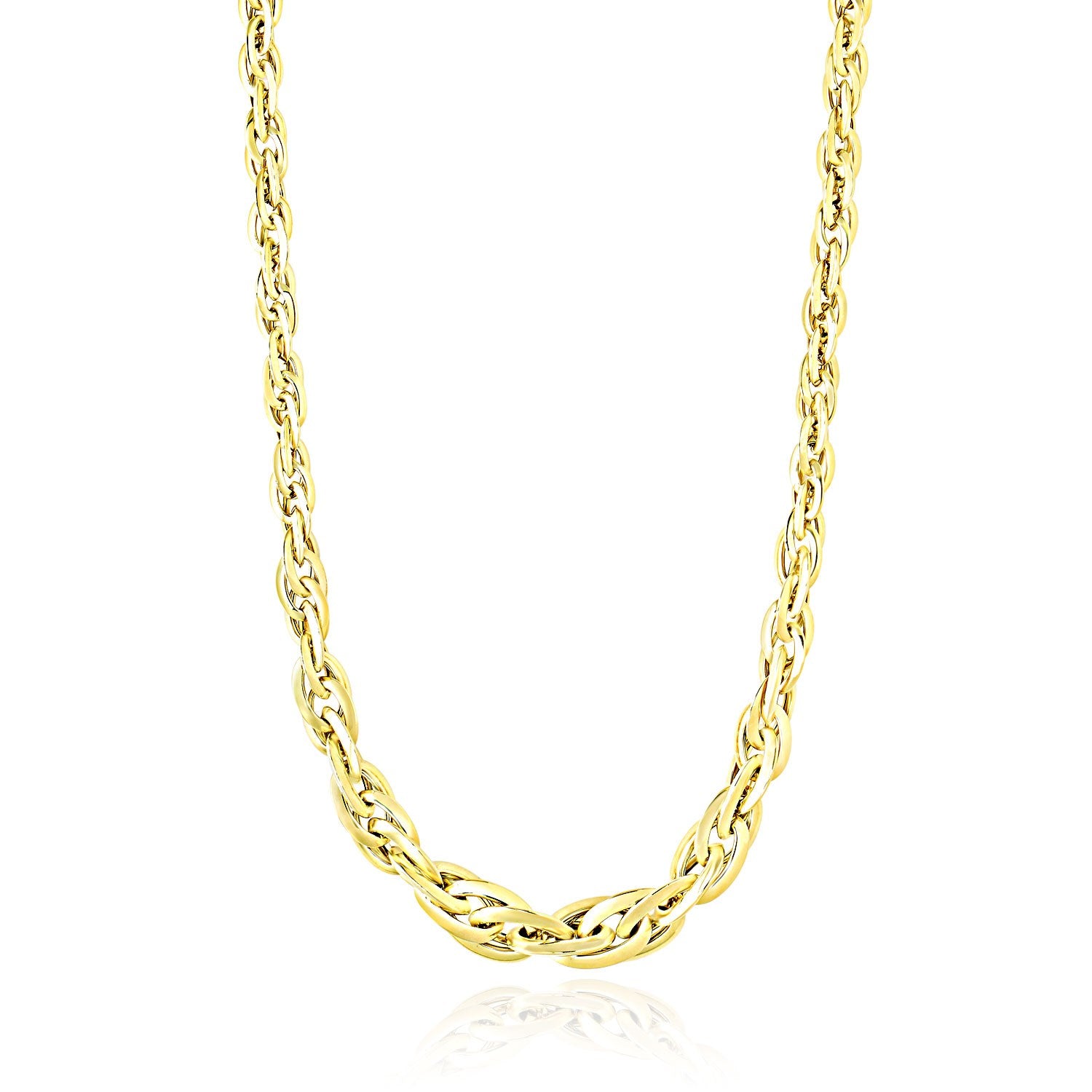 Polished Double Oval Link Chain Necklace In 14K Yellow Gold 9751-1
