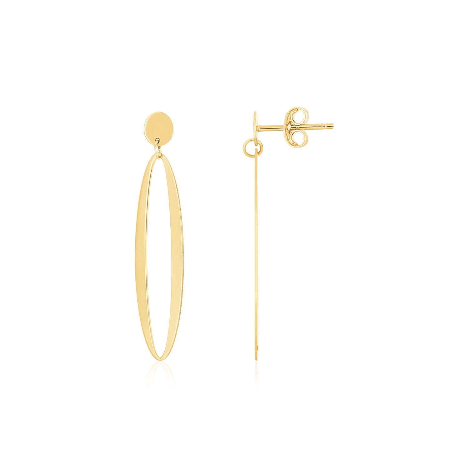 14K Yellow Gold Single Oval Fancy Drop Earrings 50963-1