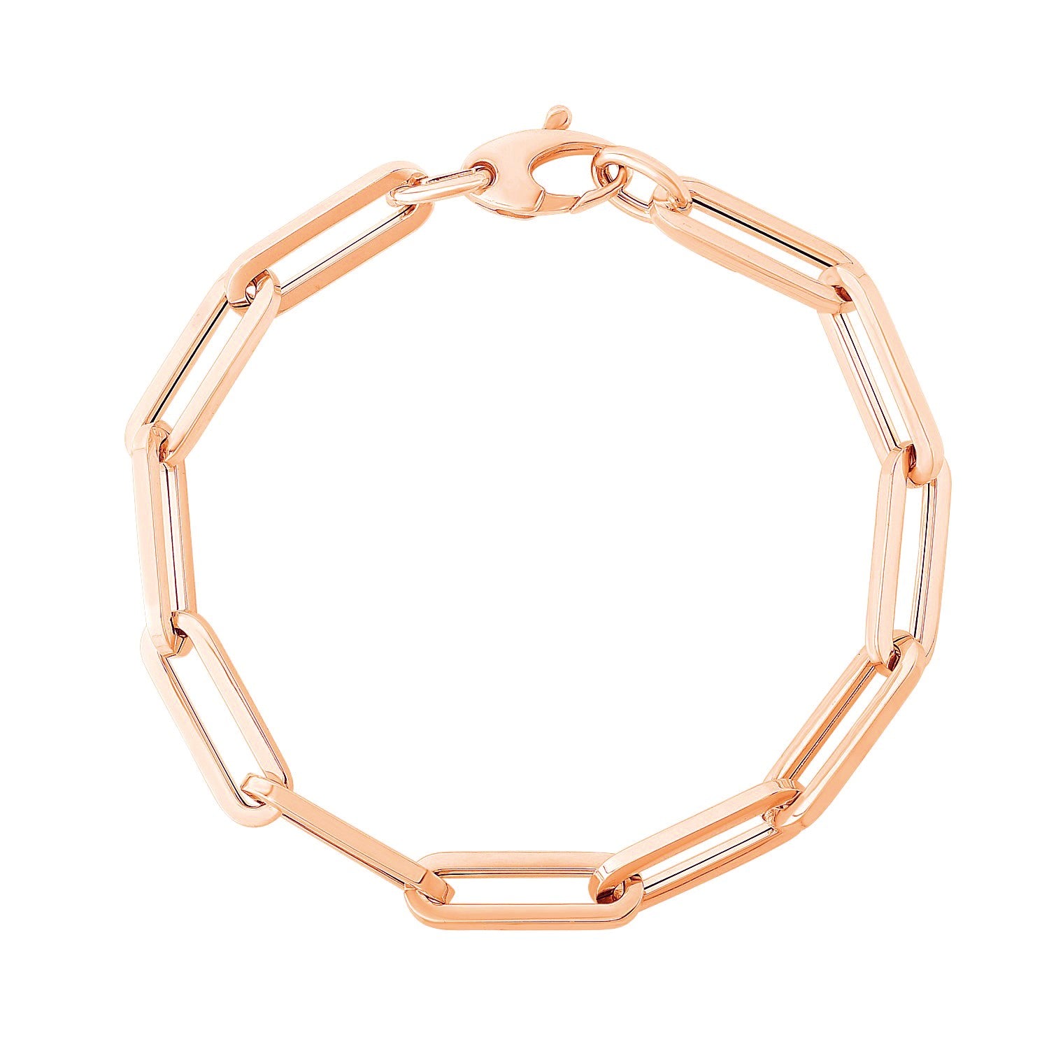 14K Rose Gold Extra Wide Paperclip Chain Bracelet 65796-1