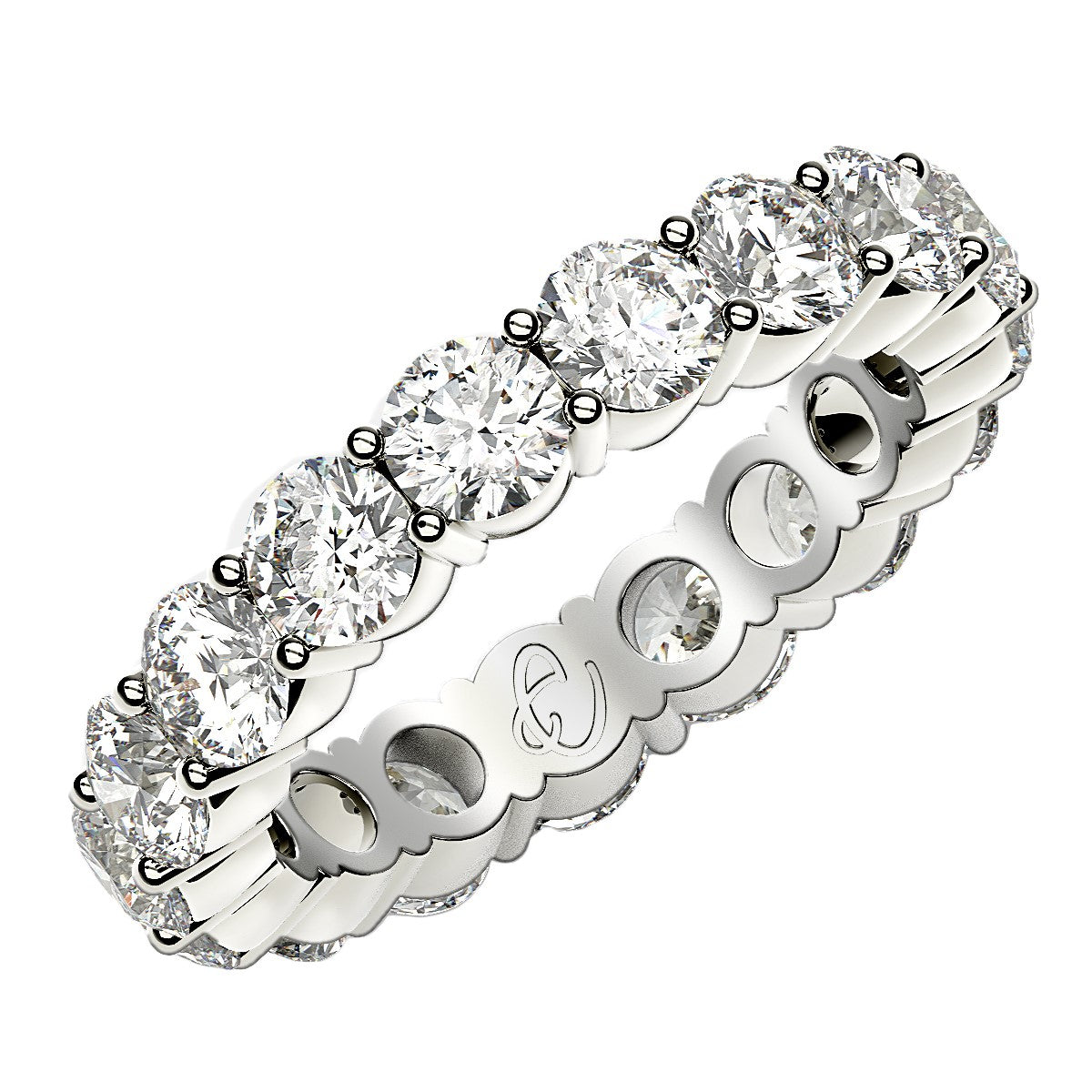 Round Cut Lab Grown Diamond Eternity Ring In 14K White Gold 3 Cttw Fg Vs2 72995-1