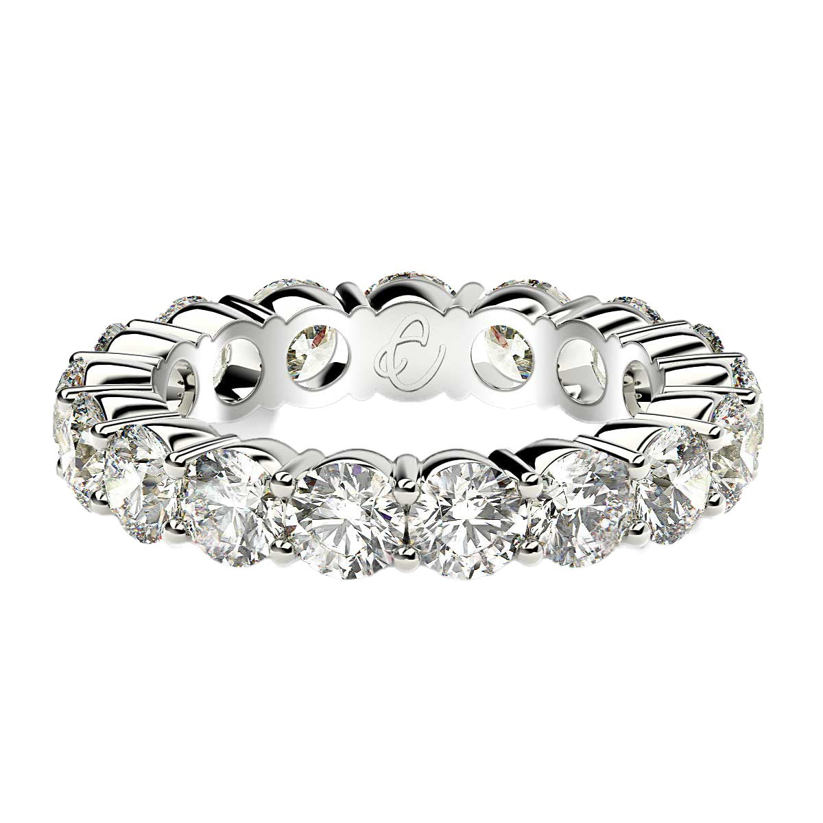 Round Cut Lab Grown Diamond Eternity Ring In 14K White Gold 3 Cttw Fg Vs2 72995-2