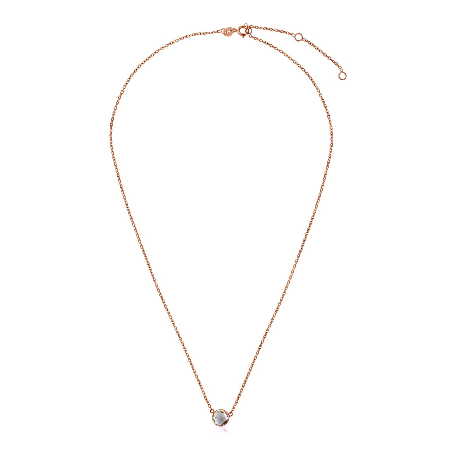 14K Rose Gold 17 Inch Necklace With Round White Topaz 93658-1