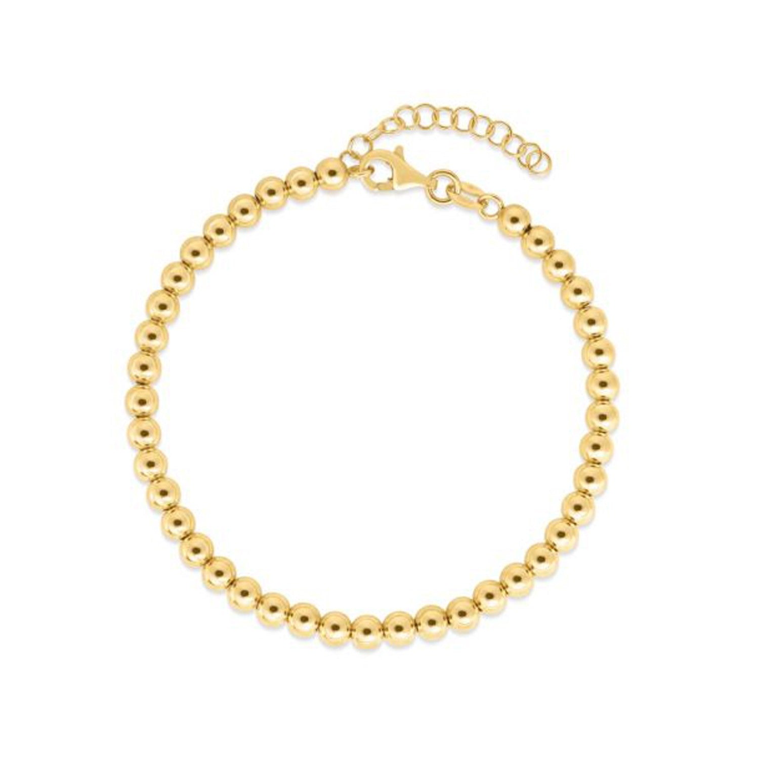 14K Yellow Gold Bead Chain Necklace 4Mm 13805-1