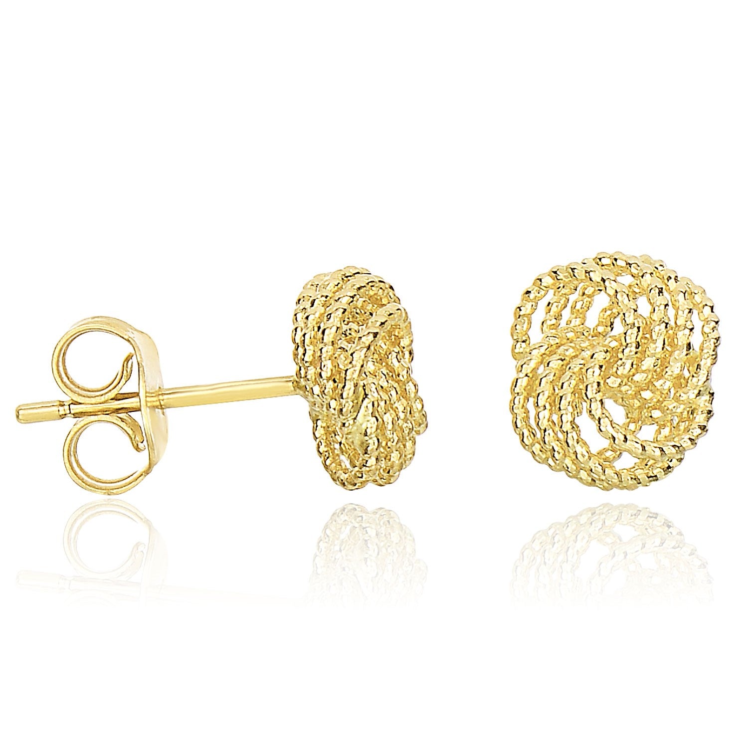 14K Yellow Gold Textured Finish Love Knot Style Earrings 63467-1