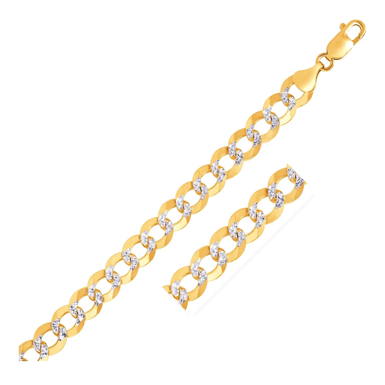 10 Mm 14K Two Tone Gold Pave Curb Bracelet 5257-1