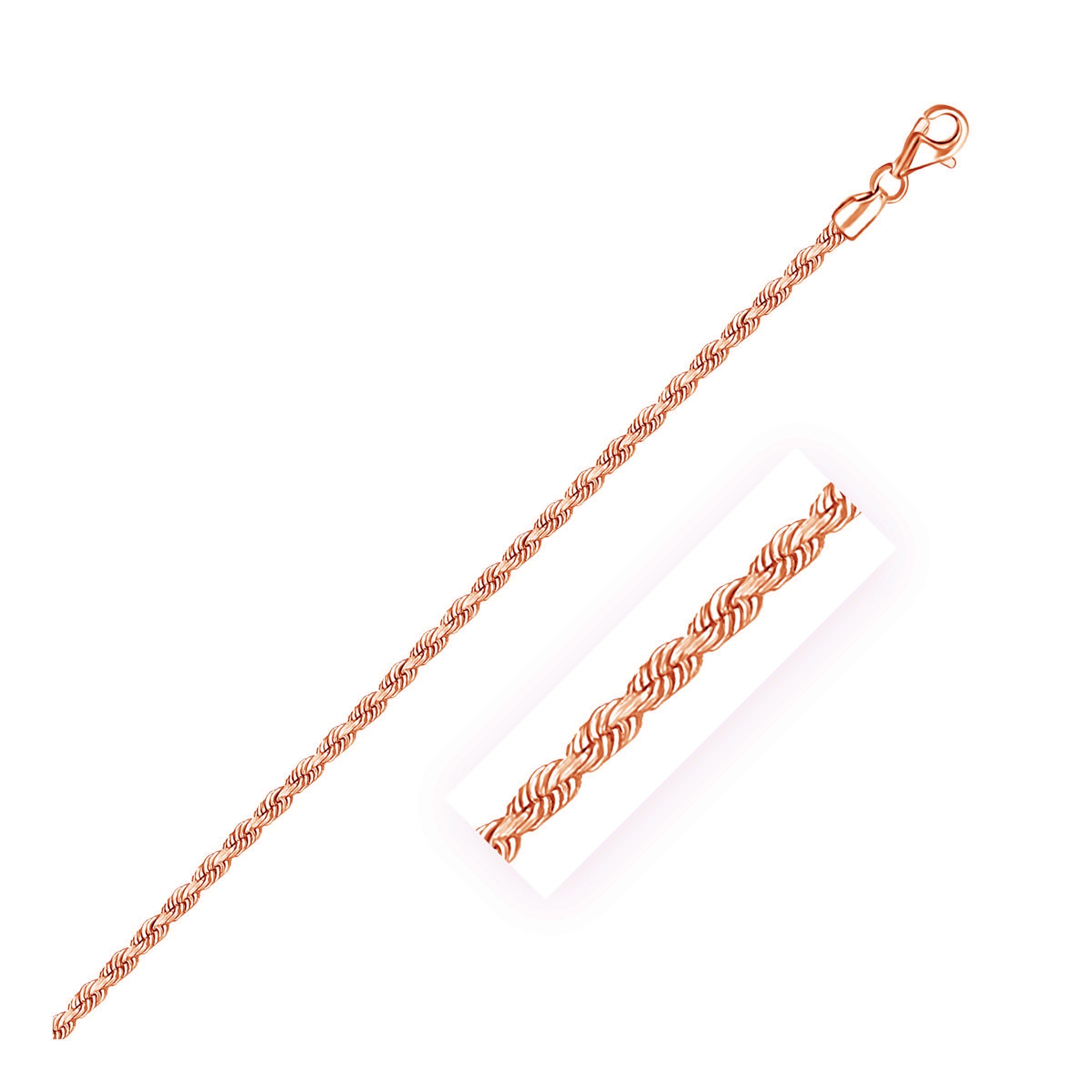 14K Rose Gold Solid Diamond Cut Rope Chain 2 30 Mm 23890-1