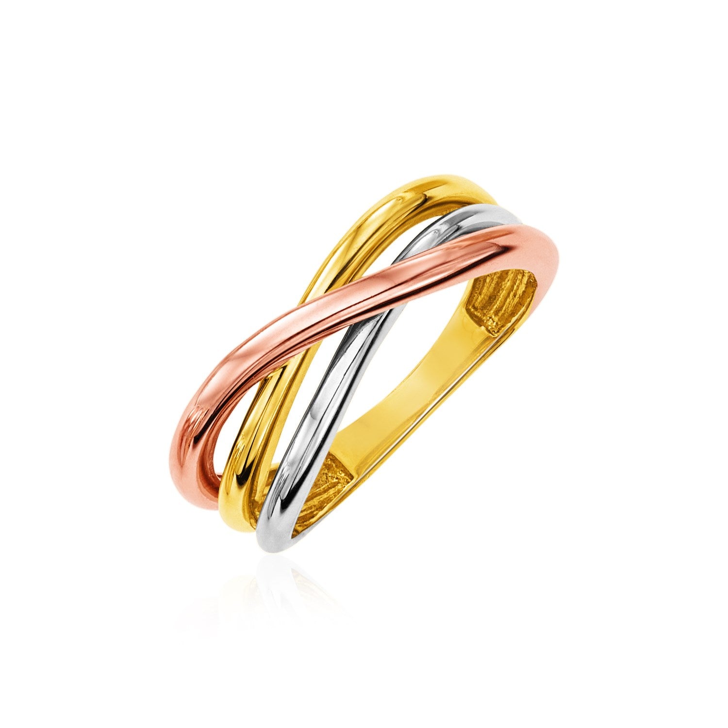 14K Tri Color Gold Twist Style Ring 2 50 Mm 39624-1