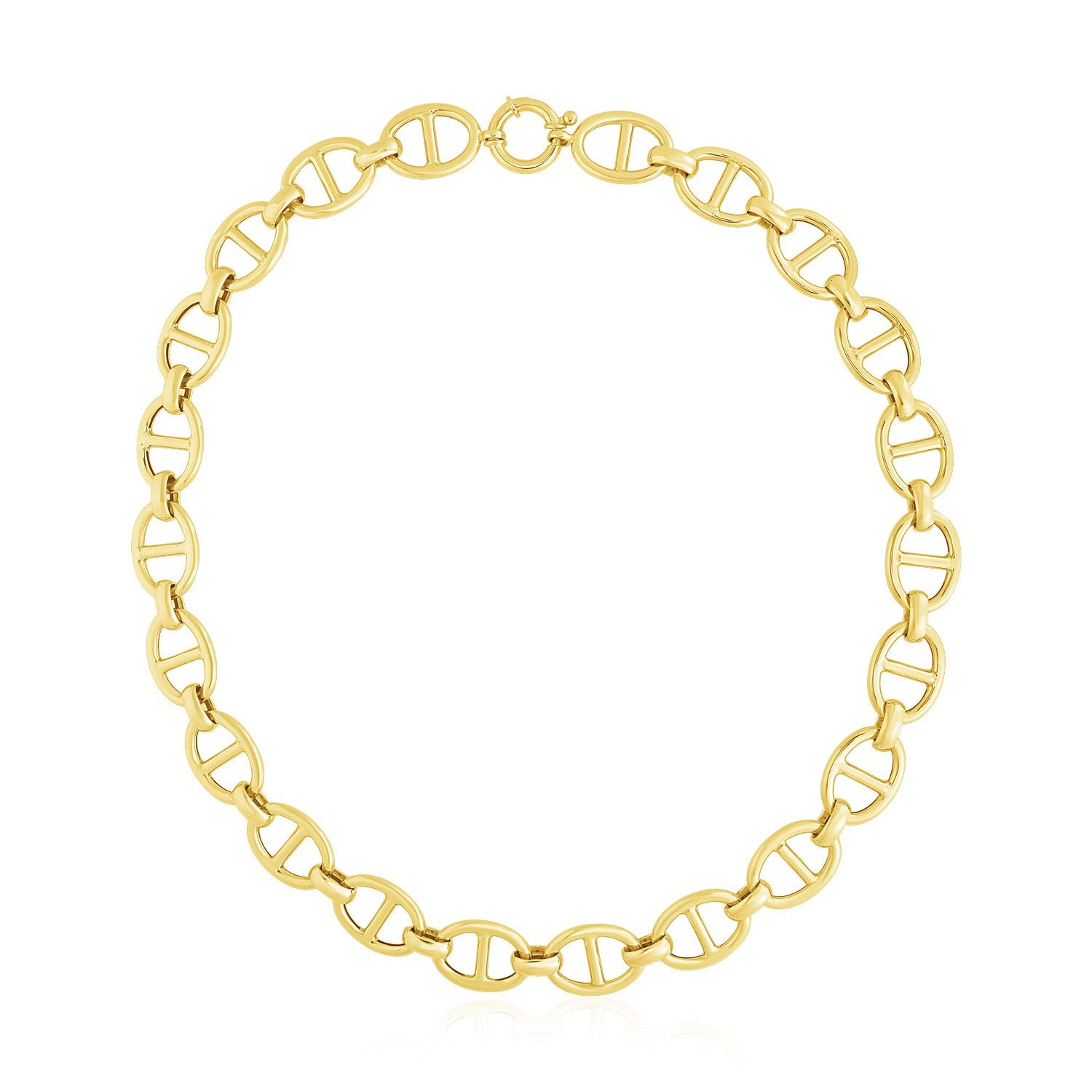 14K Yellow Gold High Polish Oval Mariner Link Necklace 13 8Mm 66736-1
