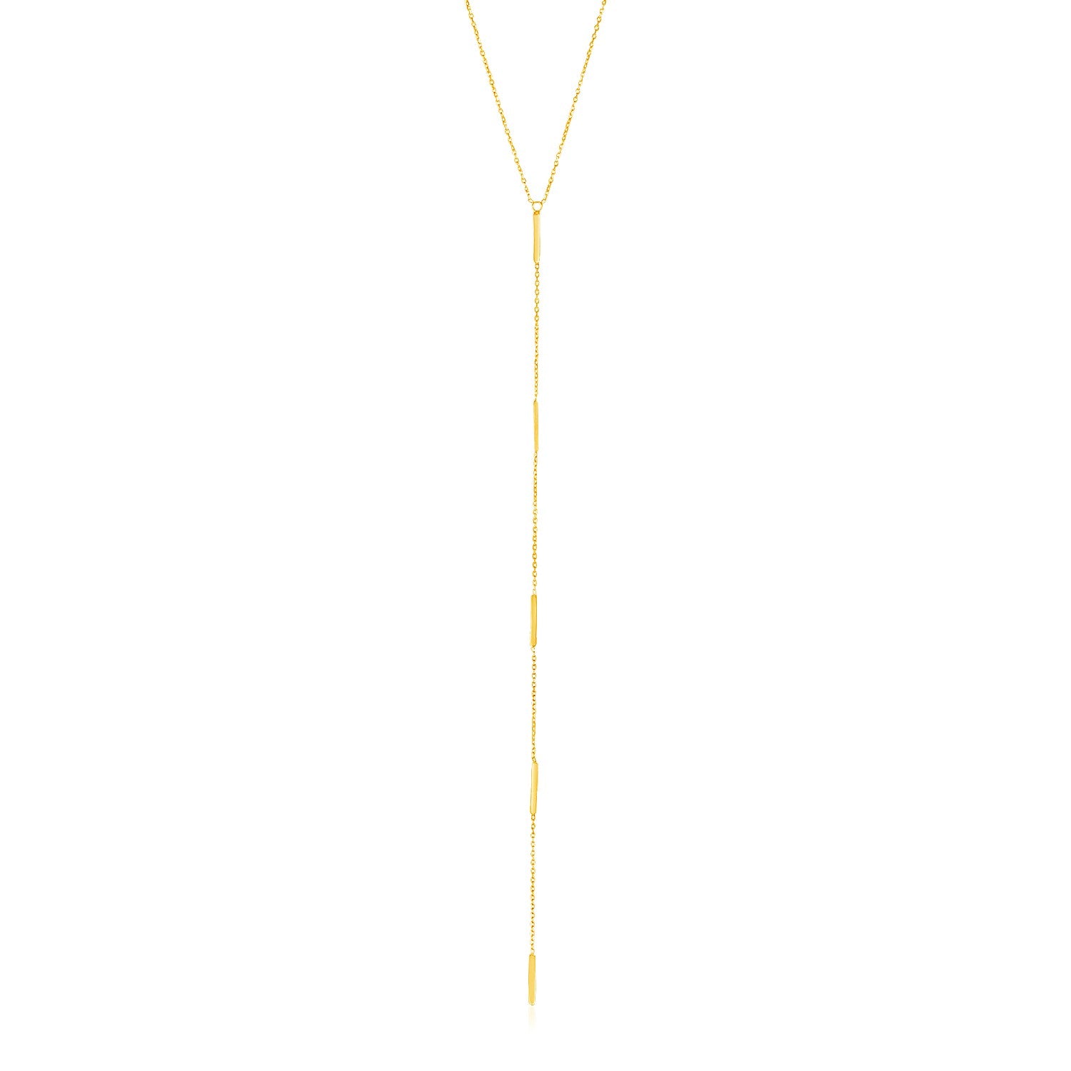 14K Yellow Gold Lariat Necklace With Small Polished Bars 83407-1