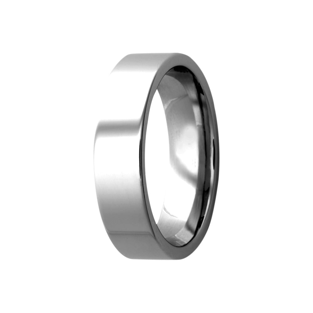 Heavy Stone Tungsten Flat Polished Close Shank Ring 6Mm Wide-1