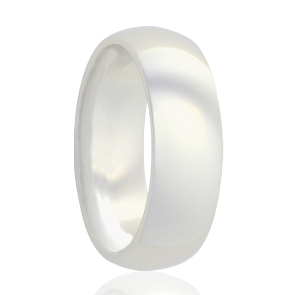 Heavy Stone White Ceramic Dome Polished Close Shank Ring-1