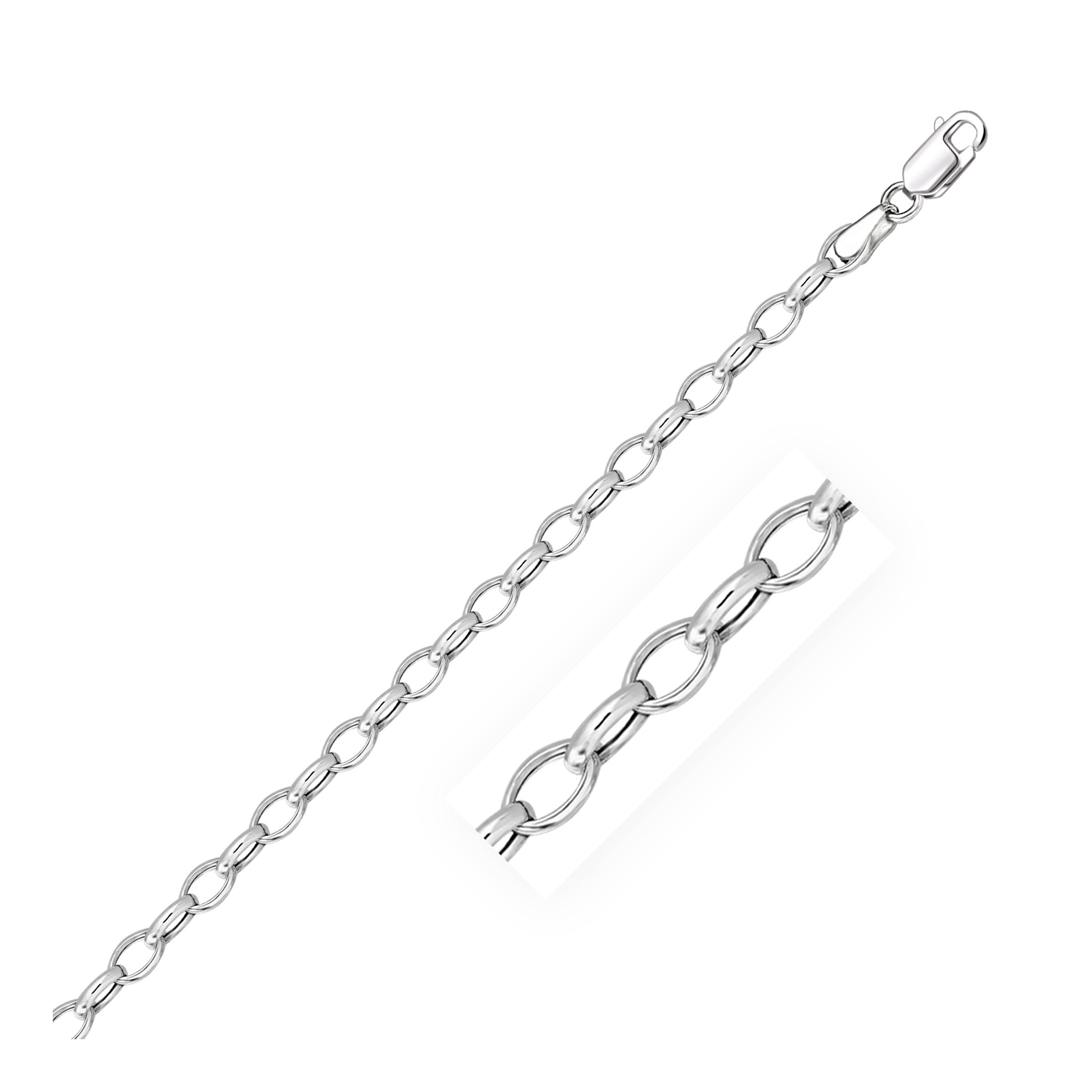 4 6Mm 14K White Gold Oval Rolo Chain 24639-1