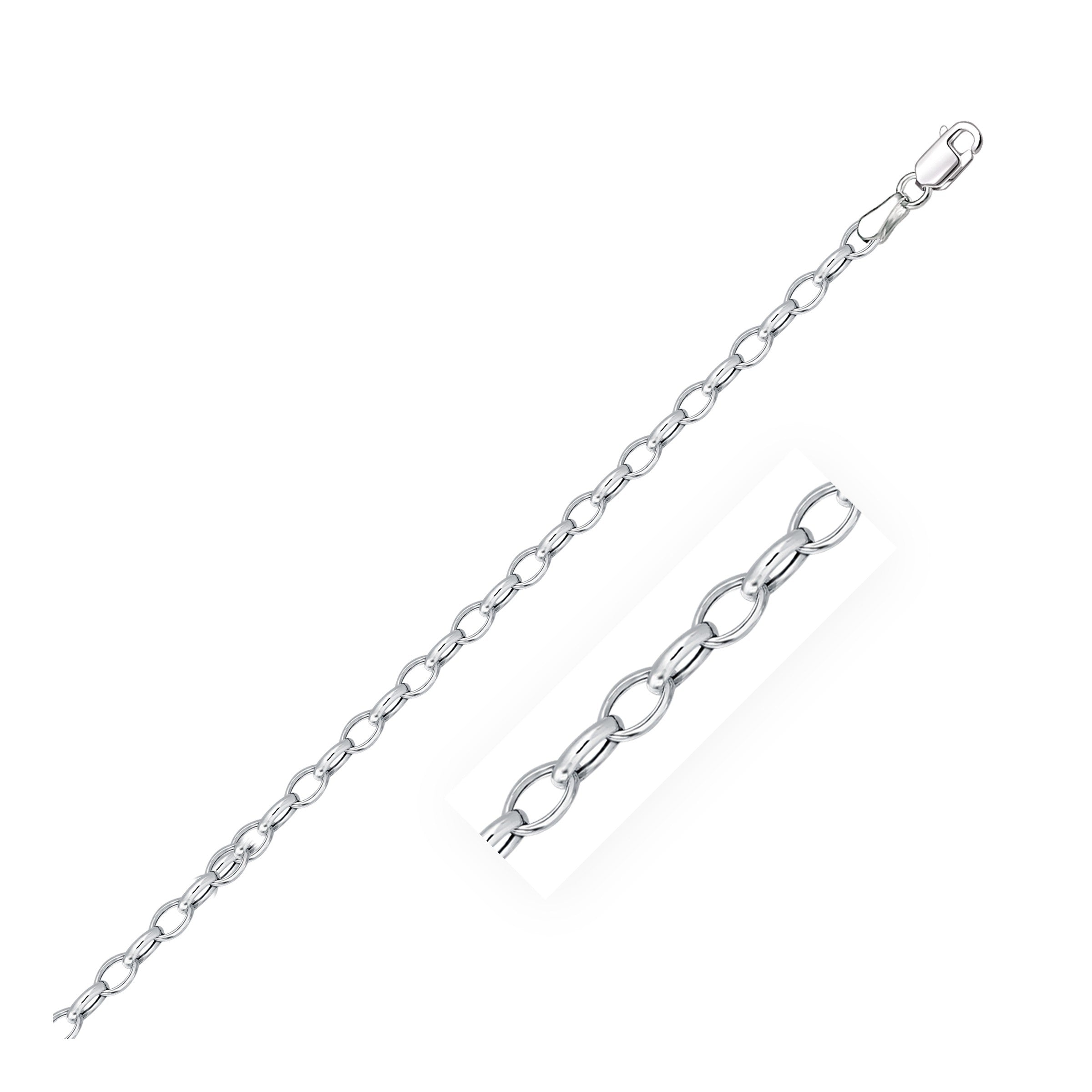 3 2Mm 14K White Gold Oval Rolo Chain 60503-1