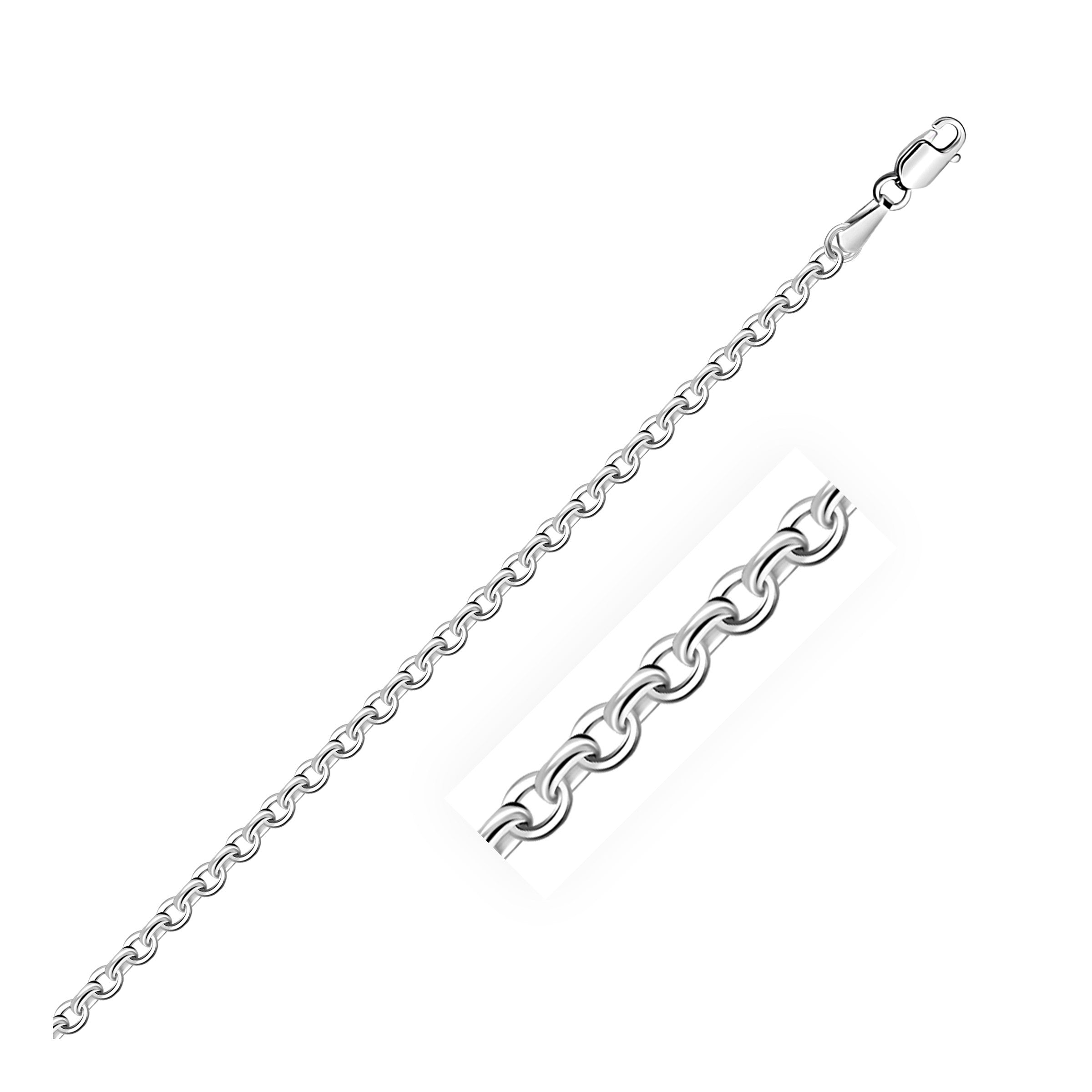 3 1Mm 14K White Gold Diamond Cut Cable Link Chain 68640-2