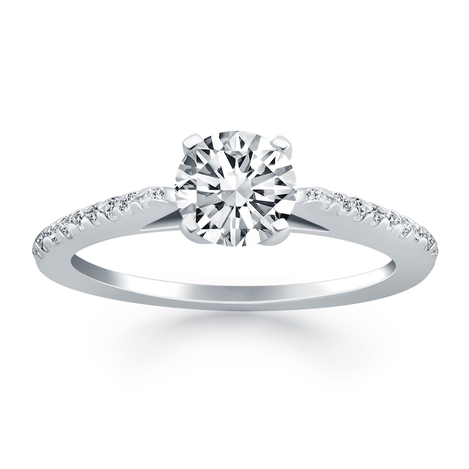 14K White Gold Micro Prong Diamond Cathedral Engagement Ring 77690-1