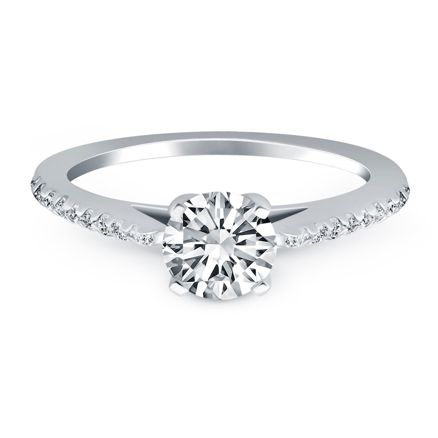 14K White Gold Micro Prong Diamond Cathedral Engagement Ring 77690-2