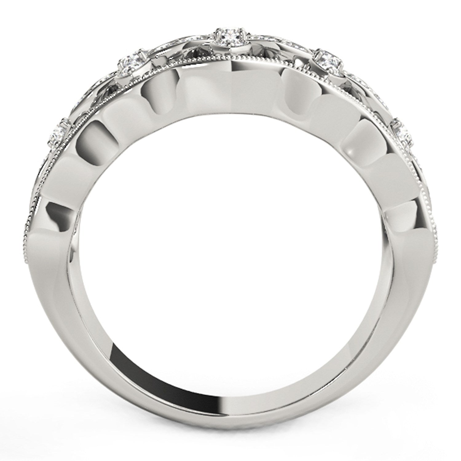 Diamond Studded Four Leaf Clover Motif Ring In 14K White Gold 1 4 Cttw 87677-3